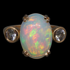4.88ct Opal & Sapphire Ring in 14kt Rose/Pink Gold