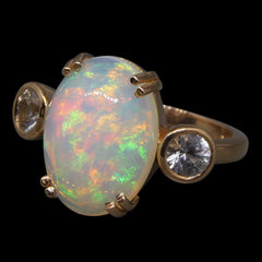 4.88ct Opal & Sapphire Ring in 14kt Rose/Pink Gold