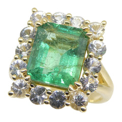 4.00ct Emerald & White Sapphire Ring set in 14kt Yellow Gold