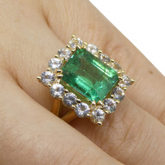 4.00ct Emerald & White Sapphire Ring set in 14kt Yellow Gold