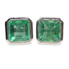 3.15ct Square Emerald Stud Earrings set in Platinum