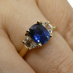 1.62ct Blue & White Sapphire Ring set in 14kt Yellow Gold, CGL-GRS Certified