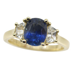 1.62ct Blue & White Sapphire Ring set in 14kt Yellow Gold, CGL-GRS Certified