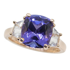3.08ct Tanzanite and White Sapphire Ring set in 14kt Pink / Rose Gold