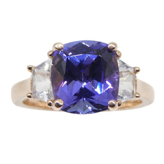 3.08ct Tanzanite and White Sapphire Ring set in 14kt Pink / Rose Gold