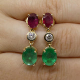 4.18ct Emerald 2.19ct Ruby Earrings