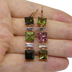 Tourmaline and Sapphire Earrings in 14kt Pink Rose Gold
