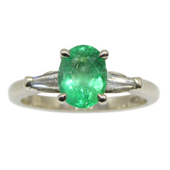 0.94ct Colombian Emerald & 0.18ct Diamond Ring in 18kt White Gold