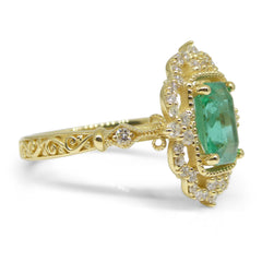 1.84ct Emerald & 0.50ct Diamond Filigree Ring in 18kt Yellow Gold