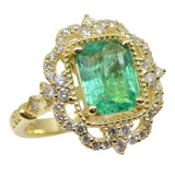 1.84ct Emerald & 0.50ct Diamond Filigree Ring in 18kt Yellow Gold