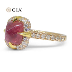 2.14ct Sugar Loaf Ruby & 0.50ct Diamond Ring in 18kt Pink & Yellow Gold GIA Certified, custom designed and manufactured by David Saad/Skyjems.ca