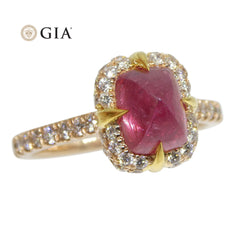 2.14ct Sugar Loaf Ruby & 0.50ct Diamond Ring in 18kt Pink & Yellow Gold GIA Certified, custom designed and manufactured by David Saad/Skyjems.ca
