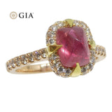 2.14ct Sugar Loaf Ruby & 0.50ct Diamond Ring in 18kt Pink & Yellow Gold GIA Certified