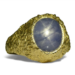 8.08ct Star Sapphire Mountain Ring set in 14kt Yellow Gold