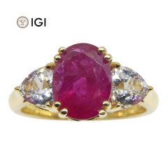 2.38ct Ruby & Sapphire Ring in 18kt Yellow Gold IGI Certified Mozambique, custom designed and manufactured by David Saad/Skyjems.ca