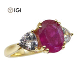 2.38ct Ruby & Sapphire Ring in 18kt Yellow Gold IGI Certified Mozambique