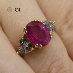 2.38ct Ruby & Sapphire Ring in 18kt Yellow Gold IGI Certified Mozambique, custom designed and manufactured by David Saad/Skyjems.ca