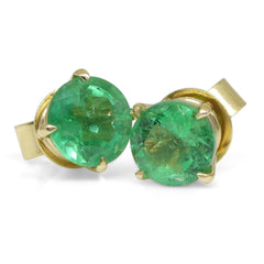 1.48ct Emerald Stud Earrings in 14kt Yellow Gold, custom designed and manufactured by David Saad/Skyjems.ca
