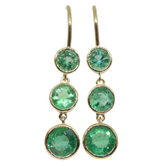 3.22ct Round Emerald Earrings set in 14kt Yellow Gold