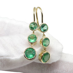 3.22ct Round Emerald Earrings set in 14kt Yellow Gold