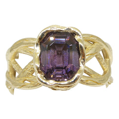 2.66ct Purple Spinel Vine Ring set in 14kt Yellow Gold