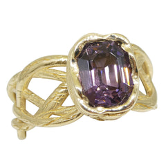 2.66ct Purple Spinel Vine Ring set in 14kt Yellow Gold
