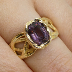 2.66ct Purple Spinel Vine Ring set in 14kt Yellow Gold