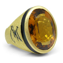 22.15ct. Heliodor Men’s Ring set in 18kt Yellow Gold custom designed and manufactured by David Saad of Skyjems.ca