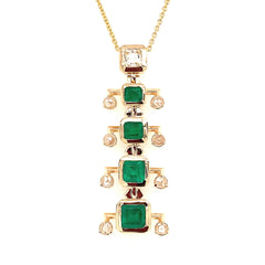 2.55ct Colombian Emerald Pendant with Yellow Sapphire and Rose Cut Diamonds, set in 14kt Yellow Gold
