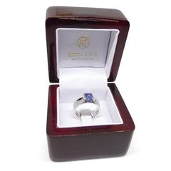1.35ct GIA Certified Blue Sapphire set in 18k White Gold Solitaire Ring, custom designed and manufactured by David Saad/Skyjems.ca