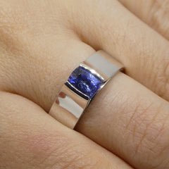 1.35ct GIA Certified Blue Sapphire set in 18k White Gold Solitaire Ring, custom designed and manufactured by David Saad/Skyjems.ca