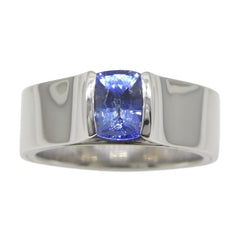 1.35ct GIA Certified Blue Sapphire set in 18k White Gold Solitaire Ring, custom designed and manufactured by David Saad/Skyjems.ca