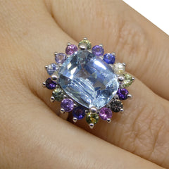3.57ct Cushion Aquamarine set with 1ct Sapphires in 18k Yellow Gold Ring