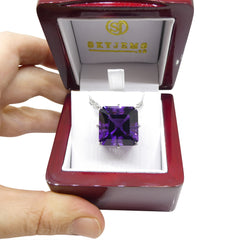 22.83ct Ascher Cut Amethyst set in 18k White Gold Necklace, custom designed and manufactured by David Saad/Skyjems.ca