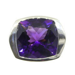 12ct Cushion Purple Amethyst Ring set in 999 Silver