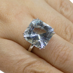 Aquamarine Solitaire Ring set in a 14k White Gold Ring, custom designed and manufactured by David Saad/Skyjems.ca