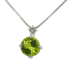 Peridot Pendant set with Diamond in 14k White Gold, custom designed and manufactured by David Saad/Skyjems.ca