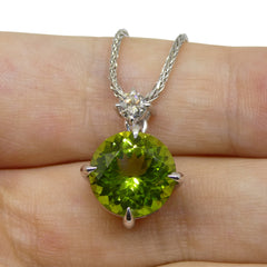 Peridot Pendant set with Diamond in 14k White Gold, custom designed and manufactured by David Saad/Skyjems.ca