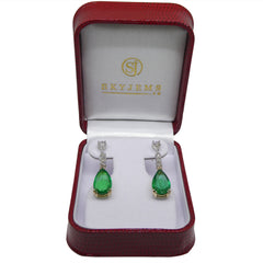 4.15ct Pair Zambian Emerald & Diamond Earrings set in 14k Two Tone Gold