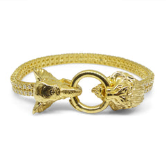 Lion and Elephant Double Tennis Bracelet in 14k Yellow Gold