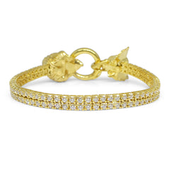 Lion and Elephant Double Tennis Bracelet in 14k Yellow Gold