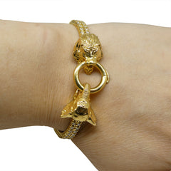 Lion and Elephant Double Tennis Bracelet in 14k Yellow Gold
