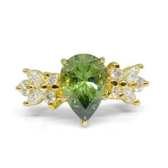 2.08ct Demantoid Garnet GIA Certified set with Diamonds in 18k Yellow Gold, custom designed and manufactured by David Saad/Skyjems.ca