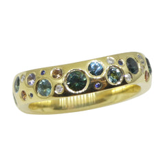 Sapphires, Tourmalines and Diamonds set in 18k Gold Ring, custom designed and manufactured by David Saad/Skyjems.ca