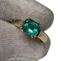 Emerald Diamond Ring set in 14kt Yellow Gold, custom designed and manufactured by David Saad/Skyjems.ca