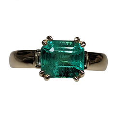 Emerald Diamond Ring set in 14kt Yellow Gold, custom designed and manufactured by David Saad/Skyjems.ca