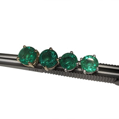 Emerald Stud Earrings set in 14kt White and Yellow Gold, custom designed and manufactured by David Saad/Skyjems.ca