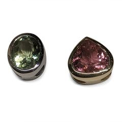 Pink and Green Tourmaline Slider Pendants set in 14kt White Gold , custom designed and manufactured by David Saad/Skyjems.ca