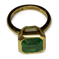 Emerald Ring set in 18kt Yellow Gold, custom designed and manufactured by David Saad/Skyjems.ca