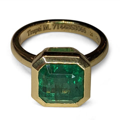 Emerald Ring set in 18kt Yellow Gold, custom designed and manufactured by David Saad/Skyjems.ca